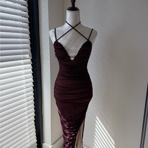 Elegant Burgundy Evening Dress